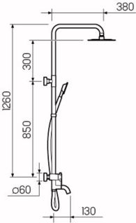 Душевая стойка РМС SUS124-009DK нержавеющая сталь